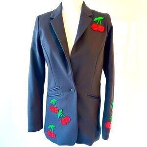 Mattison Black Tux Style Blazer with Cherries 🍒